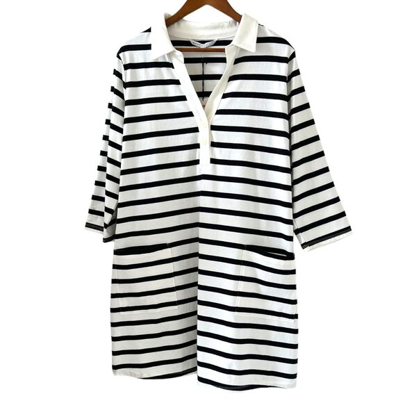The Nines By HATCH NEW Black & White Stripe Maternity Dress Size XL - Picture 1 of 16